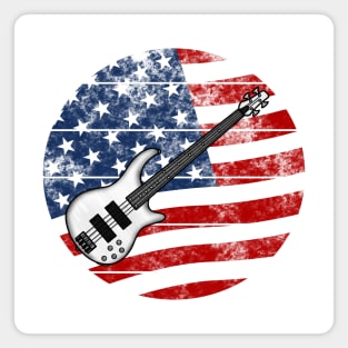 Bass Guitar USA Flag Bassist Musician 4th July Magnet